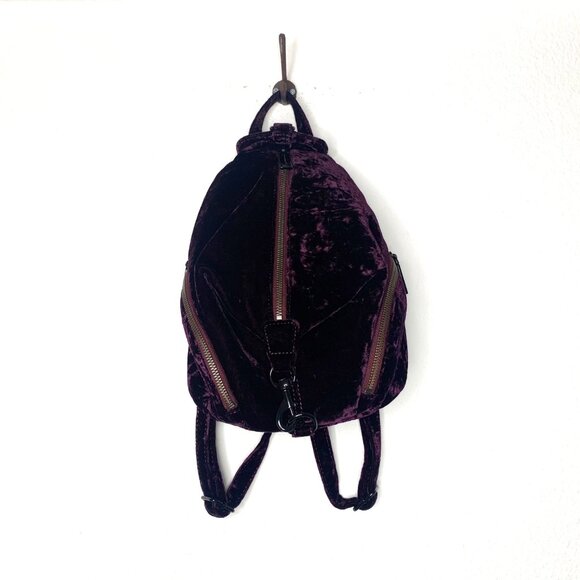 Rebecca Minkoff Handbags - Rebecca Minkoff Women's Crushed Velvet Backpack Medium Julian Dark Cherry